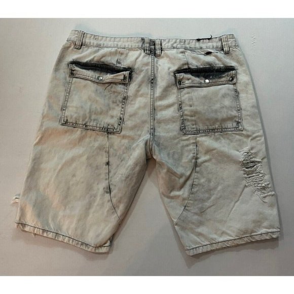 Grindhouse Men's Distressed Destroyed Denim Jeans/Shorts Size 42 White Acid Wash - Picture 7 of 11